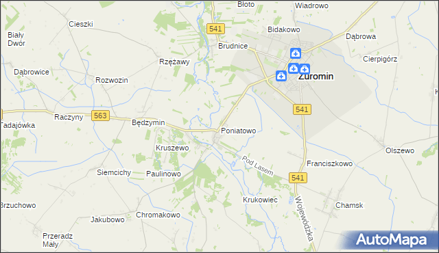 mapa Poniatowo gmina Żuromin, Poniatowo gmina Żuromin na mapie Targeo