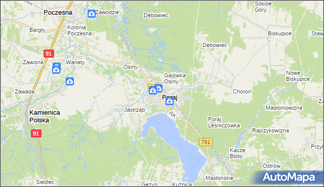 mapa Poraj powiat myszkowski, Poraj powiat myszkowski na mapie Targeo