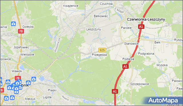 mapa Przegędza, Przegędza na mapie Targeo