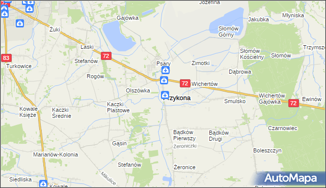 mapa Przykona, Przykona na mapie Targeo