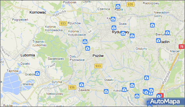 mapa Pszów, Pszów na mapie Targeo