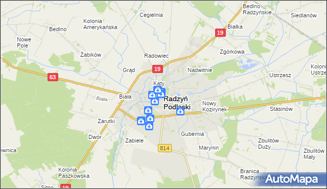 mapa Radzyń Podlaski, Radzyń Podlaski na mapie Targeo