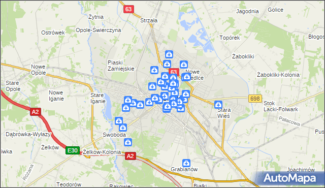 mapa Siedlce, Siedlce na mapie Targeo