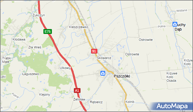 mapa Skowarcz, Skowarcz na mapie Targeo