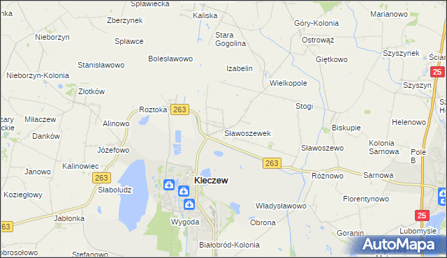 mapa Sławoszewek, Sławoszewek na mapie Targeo