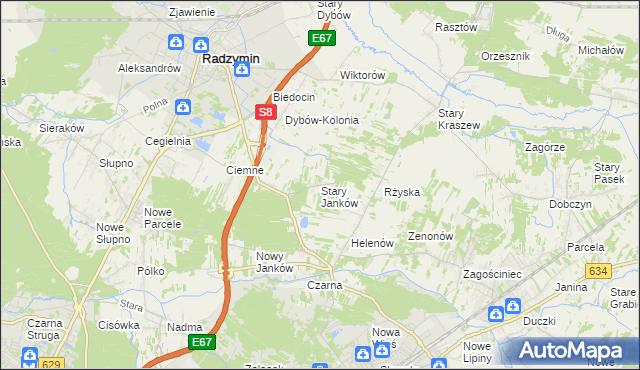 mapa Stary Janków, Stary Janków na mapie Targeo