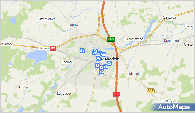 mapa Świebodzin, Świebodzin na mapie Targeo
