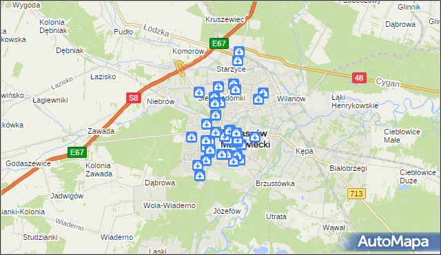 mapa Tomaszów Mazowiecki, Tomaszów Mazowiecki na mapie Targeo