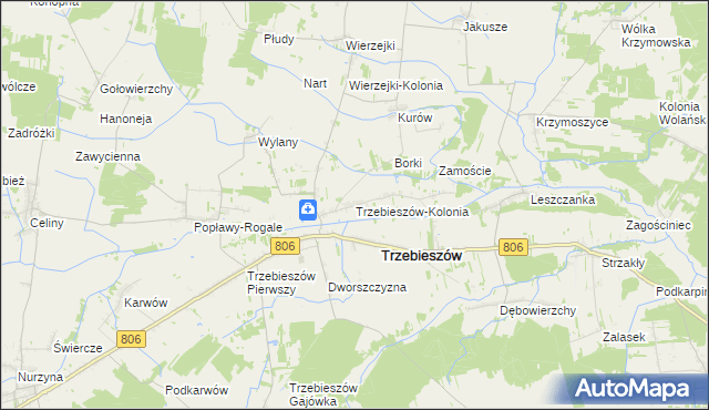 mapa Trzebieszów-Kolonia, Trzebieszów-Kolonia na mapie Targeo