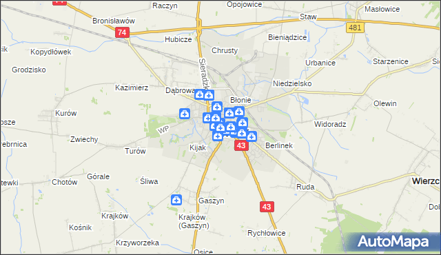 mapa Wieluń, Wieluń na mapie Targeo