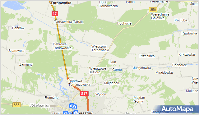 mapa Wieprzów Ordynacki, Wieprzów Ordynacki na mapie Targeo