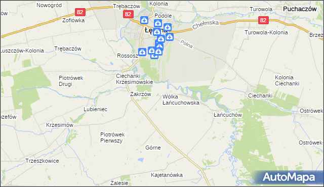 mapa Wólka Łańcuchowska, Wólka Łańcuchowska na mapie Targeo