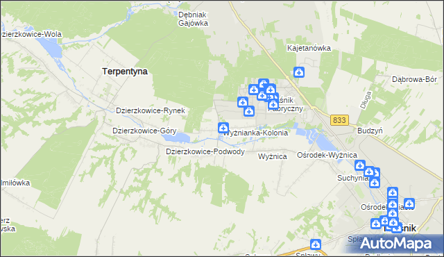 mapa Wyżnianka-Kolonia, Wyżnianka-Kolonia na mapie Targeo
