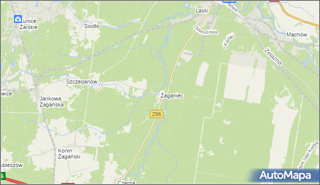 mapa Żaganiec, Żaganiec na mapie Targeo