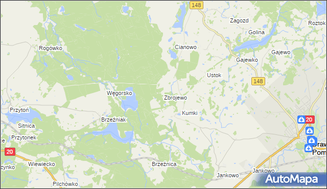 mapa Zbrojewo, Zbrojewo na mapie Targeo