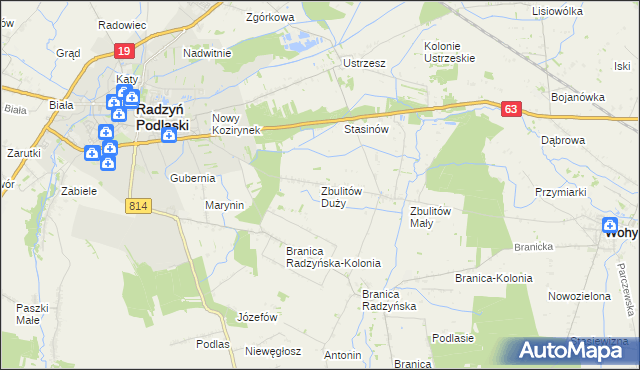 mapa Zbulitów Duży, Zbulitów Duży na mapie Targeo