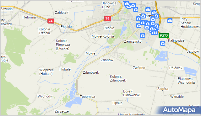 mapa Żdanów gmina Zamość, Żdanów gmina Zamość na mapie Targeo