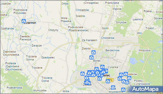 mapa Złotniki gmina Mielec, Złotniki gmina Mielec na mapie Targeo