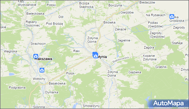 mapa Żołynia, Żołynia na mapie Targeo