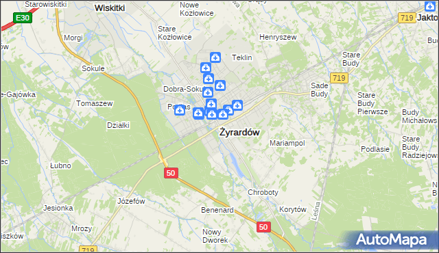 mapa Żyrardów, Żyrardów na mapie Targeo