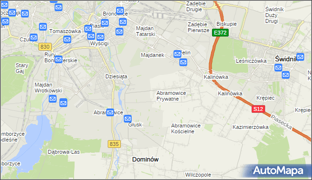mapa Abramowice Prywatne, Abramowice Prywatne na mapie Targeo