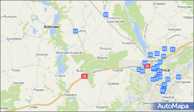 mapa Bartniki gmina Brodnica, Bartniki gmina Brodnica na mapie Targeo