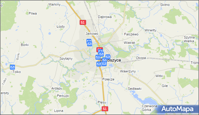 mapa Bartoszyce, Bartoszyce na mapie Targeo