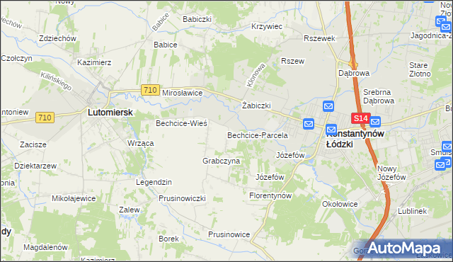 mapa Bechcice-Parcela, Bechcice-Parcela na mapie Targeo