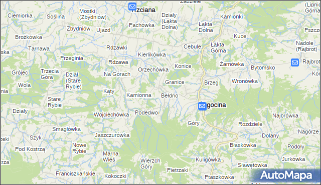 mapa Bełdno, Bełdno na mapie Targeo