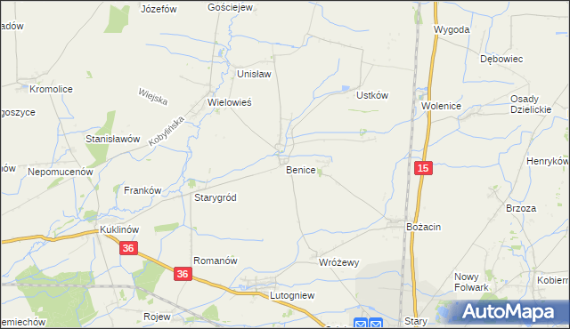 mapa Benice gmina Krotoszyn, Benice gmina Krotoszyn na mapie Targeo