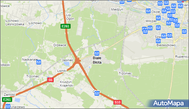 mapa Białe Błota powiat bydgoski, Białe Błota powiat bydgoski na mapie Targeo