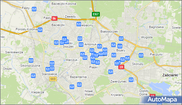 mapa Białegostoku, Białystok na mapie Targeo