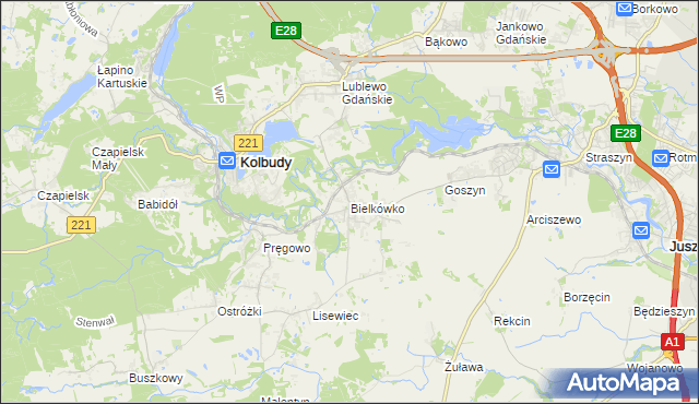 mapa Bielkówko, Bielkówko na mapie Targeo