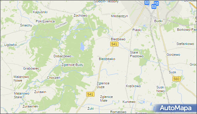 mapa Bledzewko, Bledzewko na mapie Targeo