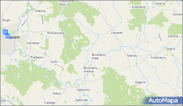 mapa Błuskajmy Małe, Błuskajmy Małe na mapie Targeo