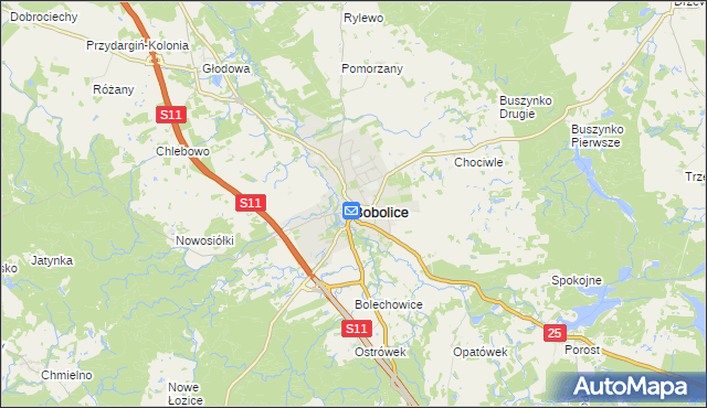 mapa Bobolice powiat koszaliński, Bobolice powiat koszaliński na mapie Targeo