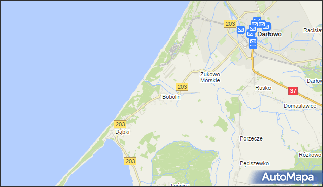 mapa Bobolin gmina Darłowo, Bobolin gmina Darłowo na mapie Targeo