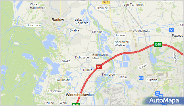 mapa Bobrowniki Małe, Bobrowniki Małe na mapie Targeo