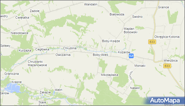mapa Boby-Wieś, Boby-Wieś na mapie Targeo