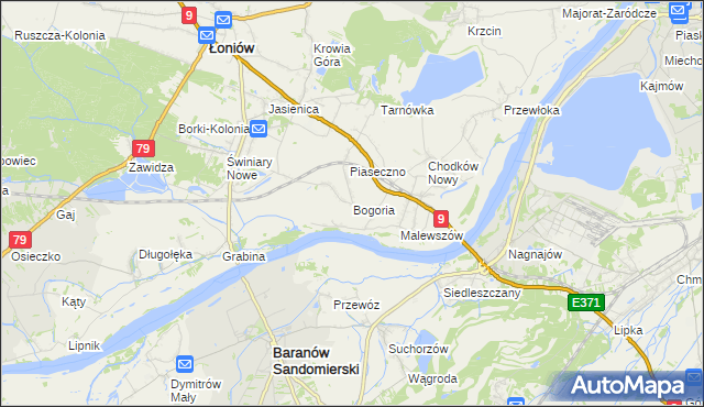 mapa Bogoria gmina Łoniów, Bogoria gmina Łoniów na mapie Targeo