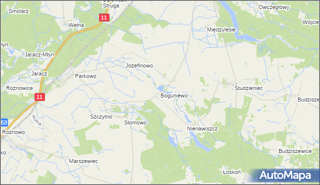 mapa Boguniewo, Boguniewo na mapie Targeo