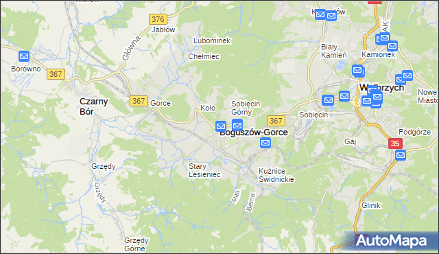 mapa Boguszów-Gorce, Boguszów-Gorce na mapie Targeo