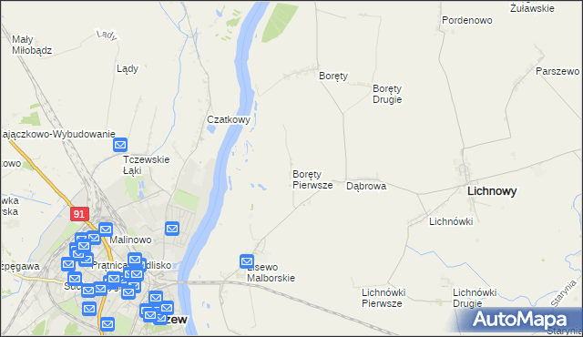 mapa Boręty Pierwsze, Boręty Pierwsze na mapie Targeo