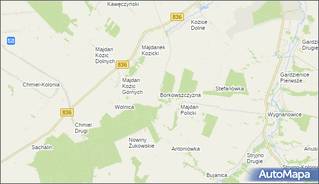 mapa Borkowszczyzna, Borkowszczyzna na mapie Targeo