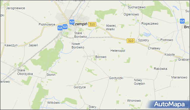 mapa Borowo gmina Czempiń, Borowo gmina Czempiń na mapie Targeo