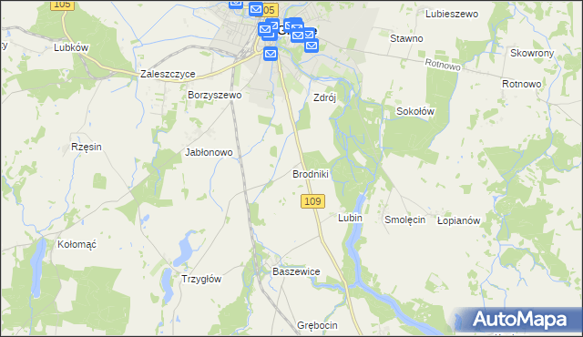 mapa Brodniki gmina Gryfice, Brodniki gmina Gryfice na mapie Targeo
