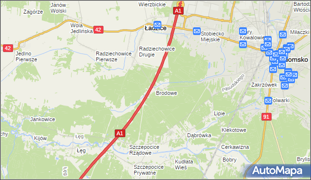 mapa Brodowe, Brodowe na mapie Targeo