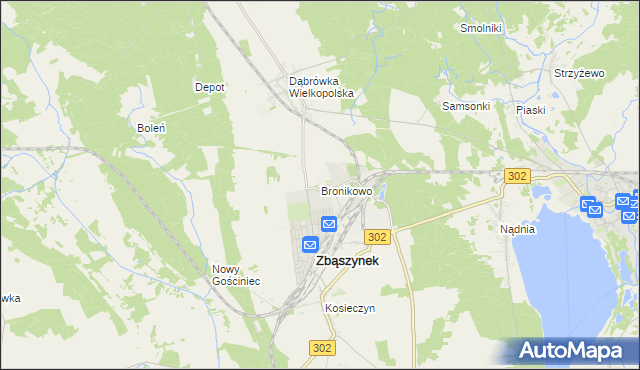 mapa Bronikowo gmina Zbąszynek, Bronikowo gmina Zbąszynek na mapie Targeo