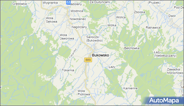mapa Bukowsko, Bukowsko na mapie Targeo