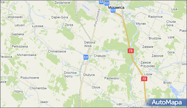 mapa Chałupki gmina Morawica, Chałupki gmina Morawica na mapie Targeo
